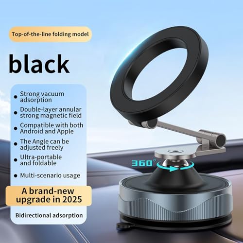 Ketunedi 真空式 スマホホルダー,調整可能磁気吸引スマートフォンマウント - カーナビ ダッシュボード用 通話 GPS視聴 アクセサリー