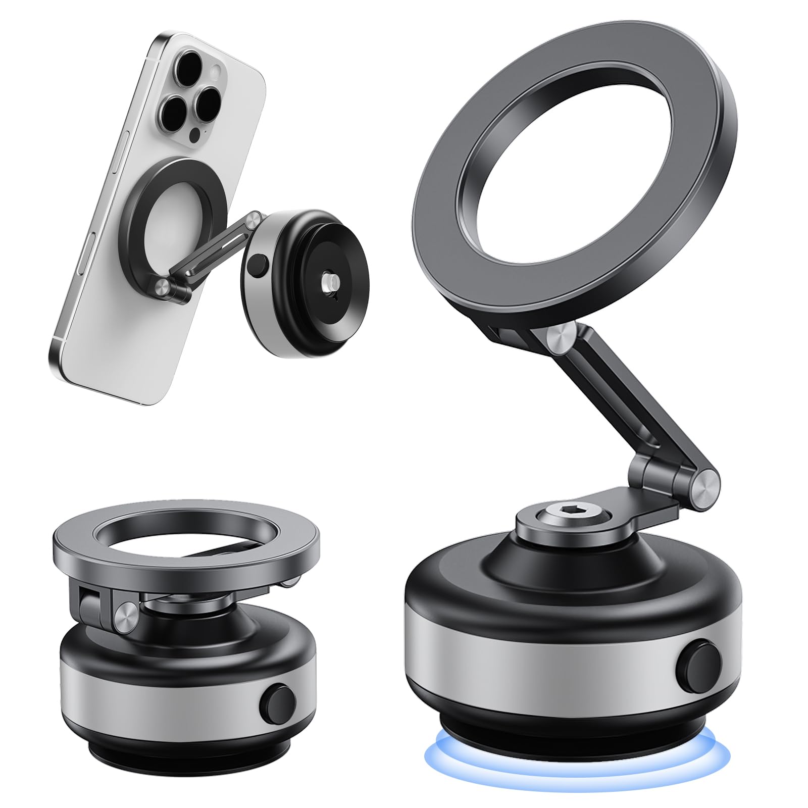 PACEIN スマホホルダー 車 吸着式スマホホルダー【電動強力吸盤+Mag-safe対応】車 スマホスタンド 真空吸着式スマホホルダー 真空スマホホルダー 車 折りたたみ式 高級合金素材 安定性 車載スマホホルダー スマホホルダー マグネット 多角度自由調節 マグセーフ 車載 携帯ホルダー 車 スマホ車載ホルダー 携帯スタンド iPhone&Android多機種対応