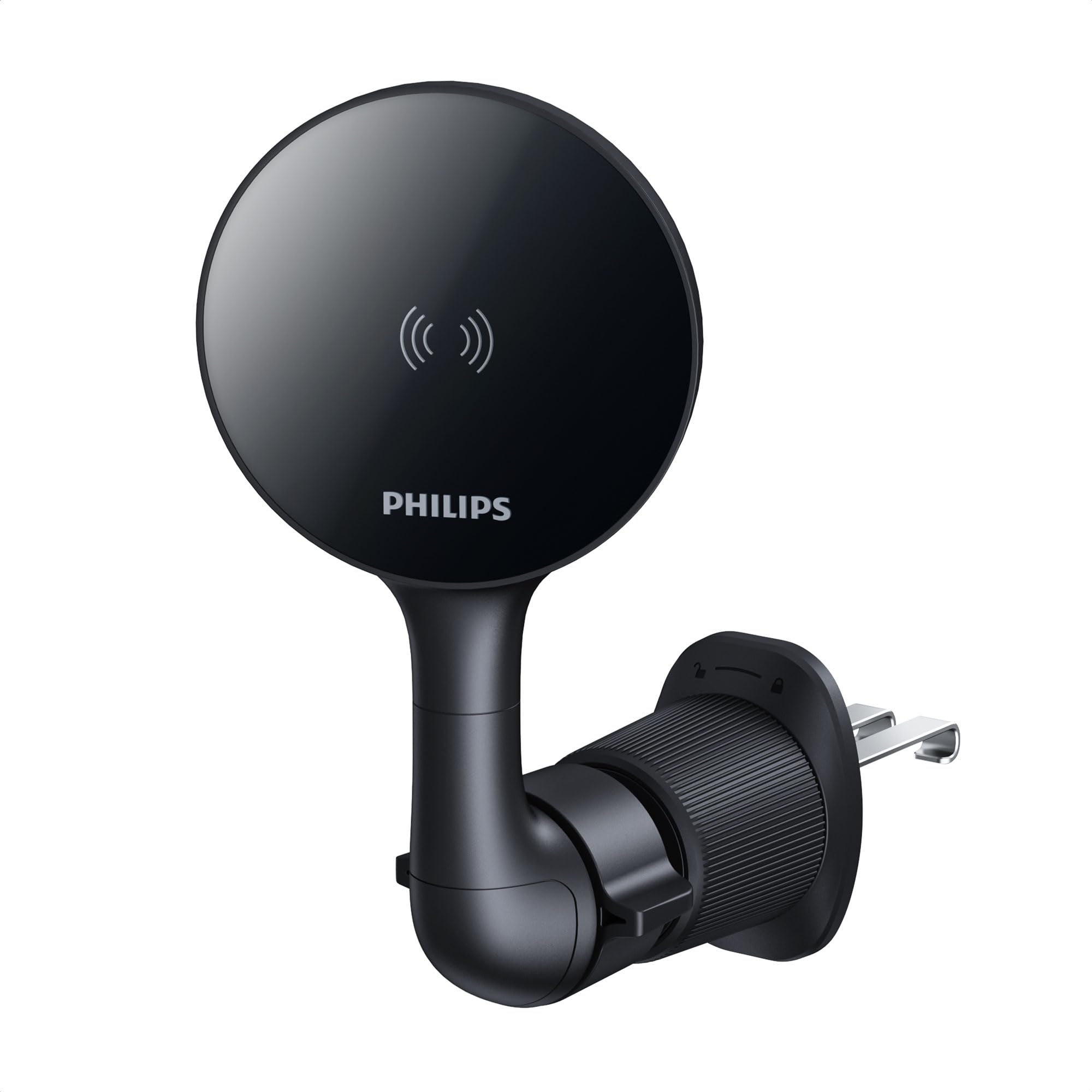Philips (フィリップス) 車載スマホホルダー マグネット エアコン 吹き出し口 15W急速充電 金属フック magsafeホルダー 超強磁力 瞬間吸着 360°回転可能 マグセーフ携帯ホルダー 片手操作 コンパクト設計 車用ホルダー カー用品 ほとんどの車種/機種対応 DLK4251Q