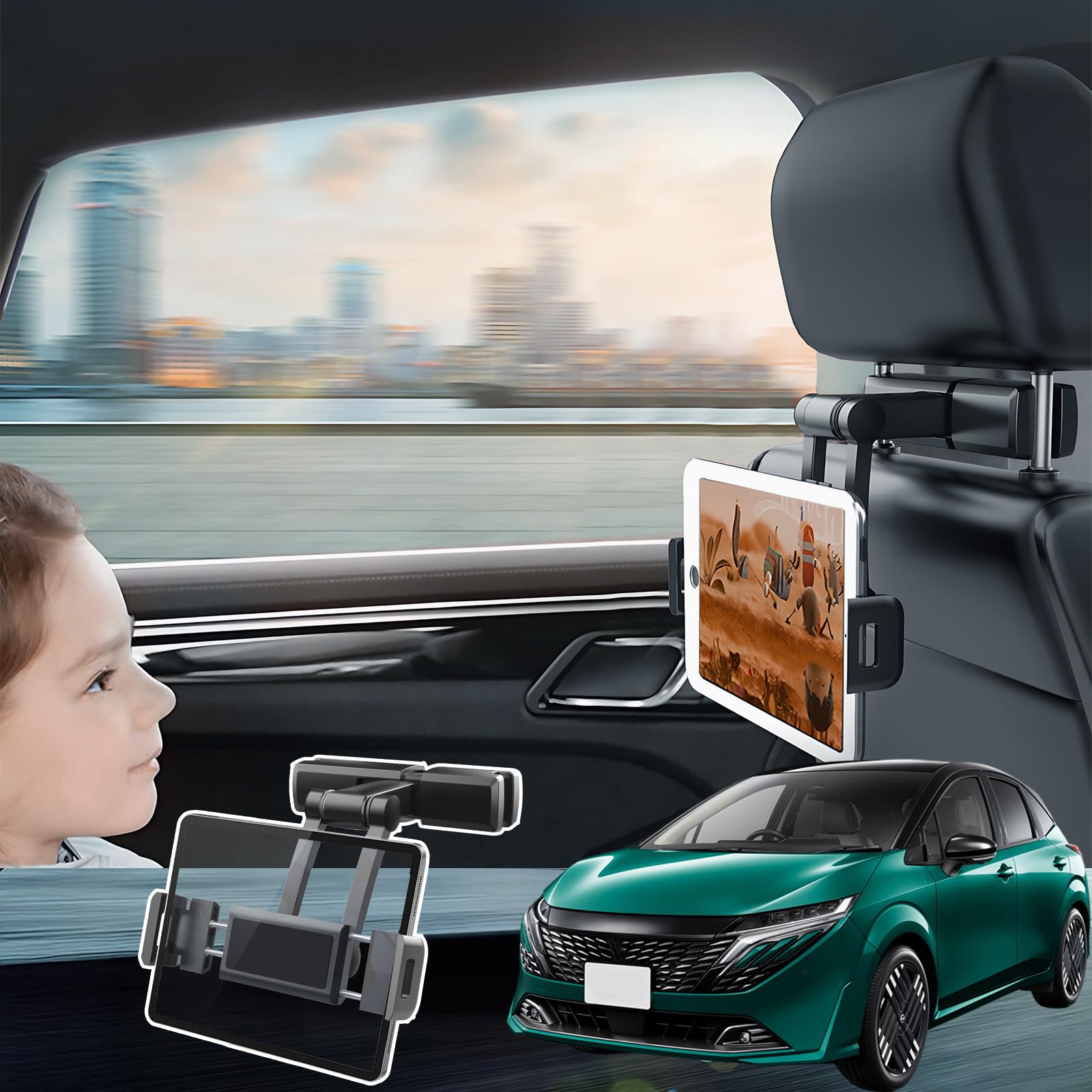 YouCar ノート E13 FE13 オーラ e-POWER タブレットホルダー 車載ホルダー 伸縮アーム ヘッドレスト ホルダー 360°回転可能 後部座席 収納可能 滑り防止 スタンド 自動車 カー用品 ４.7-12.3インチ多機種対応